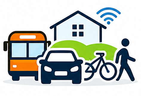 stylized image of various commute options