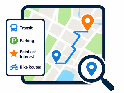 stylized image of a map with arrows